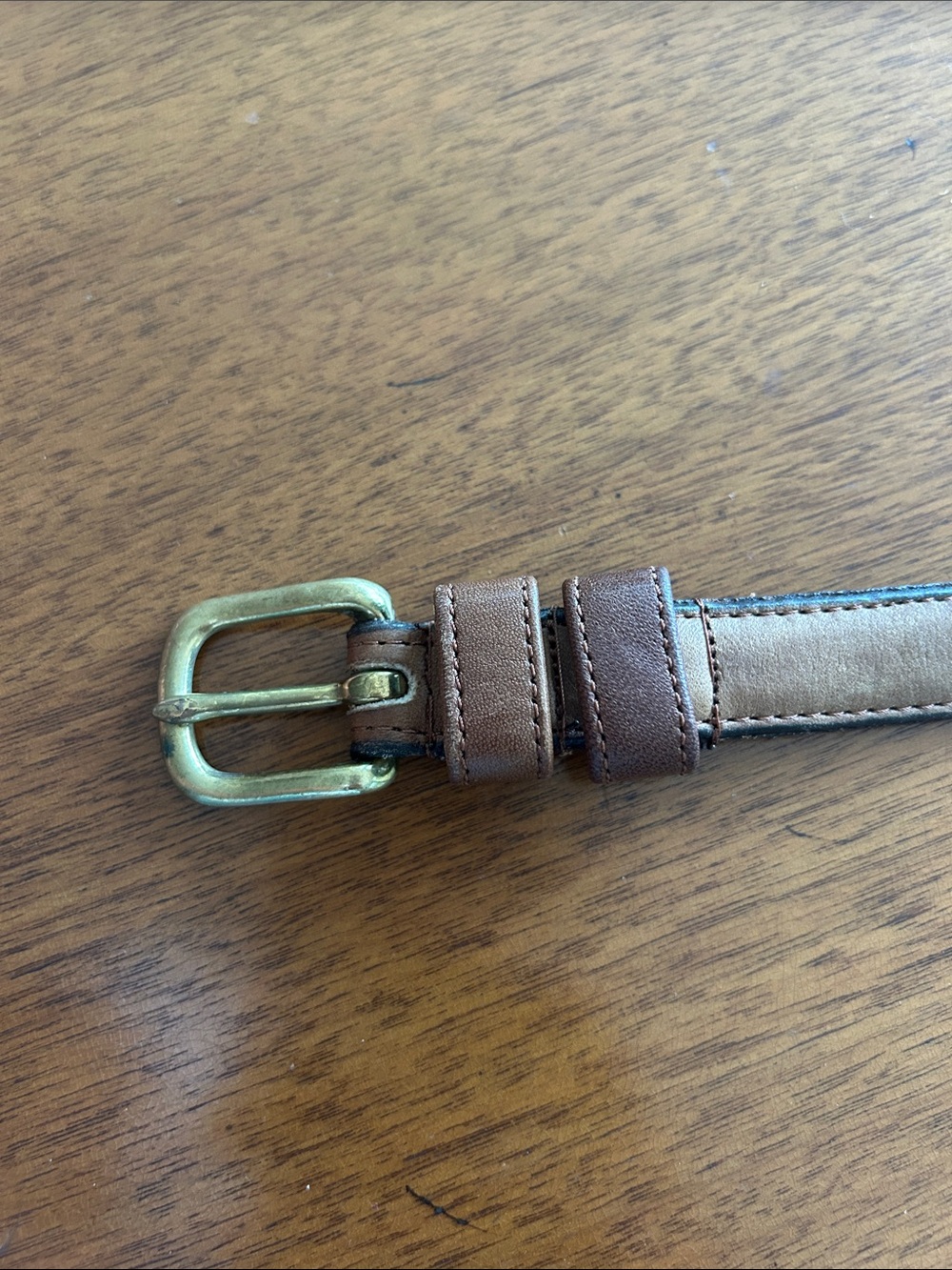 Coach Slim Brown Leather Belt with Brass Buckle